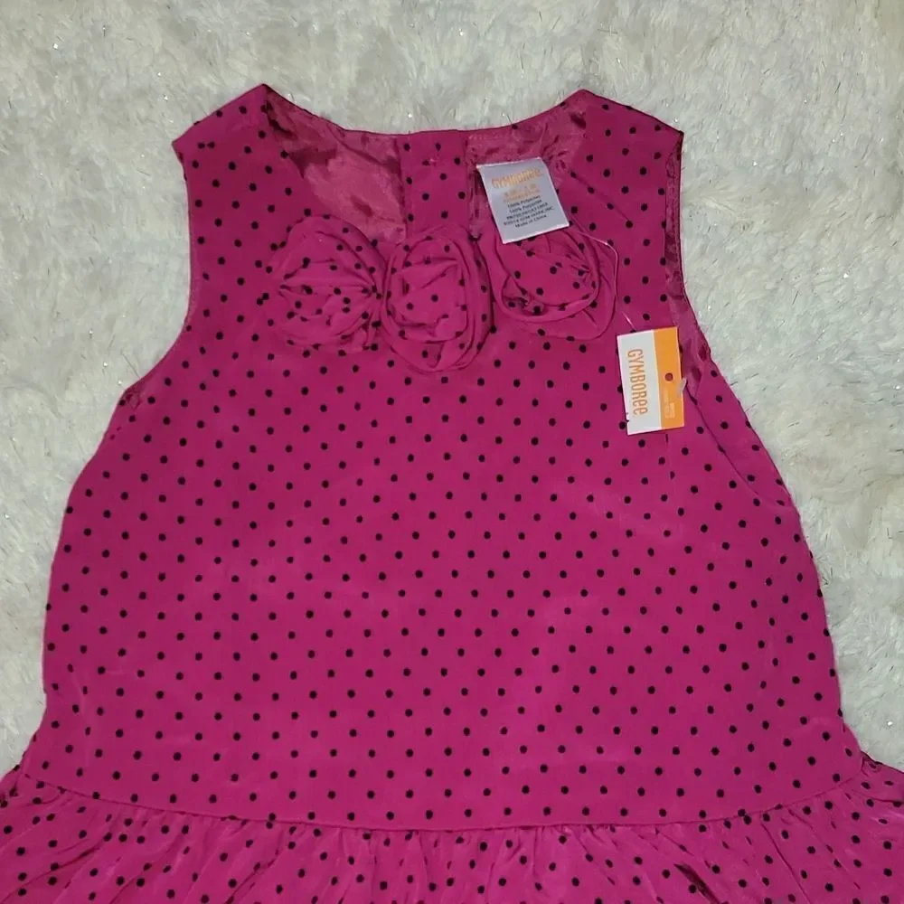 𝅺GYMBOREE FUSCIA POLKA DOT DRESS WITH PANTIES, SIZE 12-18 MONTHS, NEW!